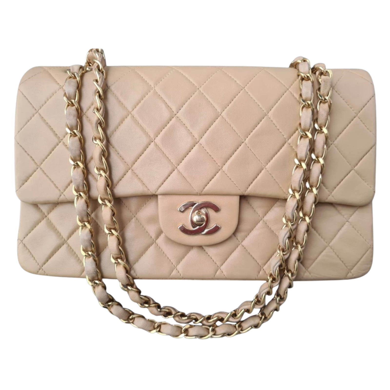 Chanel Medium Classic Double Flap Beige Lambskin